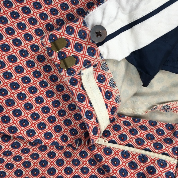 J Crew Pant Cafe Capri Red Blue Micro Floral Print - Picture 9 of 11
